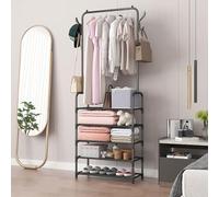 Porte-manteau avec étagères - Organiseur en métal avec crochets pour entrée et couloir - Porte-manteau moderne peu encombrant