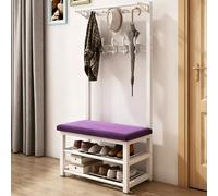 Porte-manteau avec porte-chaussures, 10 crochets, cadre en métal, support de rangement 3 en 1 pour entrée, banc à chaussures multifonctionnel, adapté pour couloir, pa Purple 60x33x172cm/23.6x13x67.7"