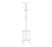 Porte-manteau avec Porte-parapluie 12 Crochets Structure Métallique Hauteur 175 cm Blanc Perle - SONGMICS