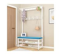 Porte-manteau Banc à chaussures avec étagère de rangement Porte-manteau pour entrée Gain de place avec coussin éponge et coussinet antidérapant pour chambre à coucher, couloir, salon (couleur : bleu