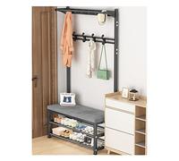 Porte-manteau Banc à chaussures avec étagère de rangement Porte-manteau pour entrée Gain de place avec coussin éponge et coussinet antidérapant pour chambre à coucher, couloir, salon (couleur : gris A