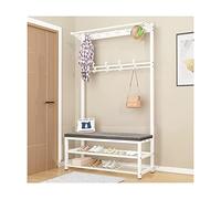 Porte-manteau Banc à chaussures avec étagère de rangement Porte-manteau pour entrée Gain de place avec coussin éponge et coussinet antidérapant pour chambre à coucher, couloir, salon (couleur : gris