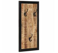 Porte-manteau - Bois de manguier massif - 40x2x80 cm - 3 crochets - Installation murale