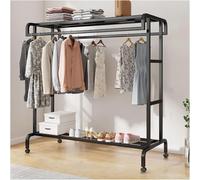 Porte-Manteau Commercial Portable Grand Espace De Suspension Porte-vêtements à Double Tige avec Roues Et Fond, C, 150 cm