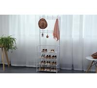 Herzberg Porte-manteau d'entrée HG03428 – étagère à chaussures 5 niveaux blanc 20 paires