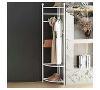 Porte-manteau d'angle avec crochets en métal et chaussures nizer - Rangement autonome pour la maison, le bureau et la chambre à coucher, blanc/design laminé pour une décoration élégante