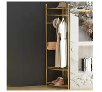 Porte-manteau d'angle avec crochets en métal et étagère à chaussures, nizer d'entrée autonome, design doré élégant pour la maison, le bureau et la chambre, solution de rangement peu encombrante