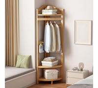 Porte-Manteau d'angle en Bambou, Porte-Manteau D'entrée avec Rangement Et Crochets, Design Stratifié en Forme D'éventail, Étagère De Rangement sur Pied pour Salon(B)