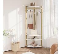 Porte-manteau d'angle en métal avec 6 crochets doubles / étagère de rangement / étagère à chaussures - Porte-vêtements ouvert - Étagère de couloir - Peu encombrant - Design industriel pour couloir,