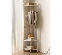 Porte-manteau d'angle moderne en métal avec 3 étagères et crochets pour la maison, la chambre à coucher, la boutique et le salon, solution de rangement élégante et fonctionnelle