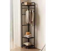 Porte-manteau d'angle moderne en métal avec 3 étagères et crochets - Robuste - Pour la maison, la chambre à coucher et le salon