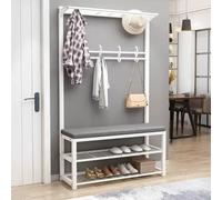 Porte-manteau de 170 cm avec banc à chaussures 2 en 1 pour manteau et chaussures nizer pour couloir, salon, solution d'entrée élégante et fonctionnelle 100 x 33 x 170 cm