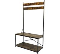 Porte-manteau debout grand porte-penderie Tough - avec banc porte-chaussures - bois métal industriel