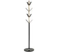 HAKU Portemanteau, naturel, noir, marbre, bois massif, métal - Dimensions : H 179 x Ø 37 cm, style : moderne
