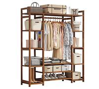 Porte-manteau en bambou avec étagères, capacité de 80 kg, cintre autonome pour salon et chambre à coucher, disponible en 70/80/90/100/110/120/130/170 cm