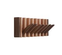 Porte-manteau en bois avec crochets rabattables - Cintre mural élégant pour entrée et chambre à coucher - Design noyer massif