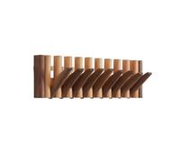 Porte-manteau en bois avec crochets rabattables - Cintre mural élégant pour entrée et chambre à coucher - Design noyer massif