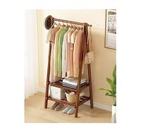 Porte-manteau en bois de bambou avec étagère à chaussures réglable, support de sol pliable pour chapeaux, économise de l'espace - Solution de rangement élégante et polyvalente