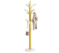 Porte-manteau en métal avec base en marbre naturel, cintre de sol peu encombrant pour écharpes, sacs, vestes - Design métallique élégant pour la maison et l'entrée