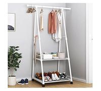 Porte-manteau en métal avec étagère double couche pour ranger les vêtements, les chaussures, idéal pour chambre à coucher, bureau, salon, marron, 55 x 42 x 160 cm, solution de rangement élégante et