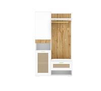 Porte-manteau, ensemble penderie avec miroir, UWOT, avec meuble à chaussures et tabouret, 110 × 38 × 190 cm, blanc