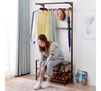 Porte-manteau et banc à chaussures 4 en 1 en bambou avec 9 crochets pour entrée, penderie élégante pour manteaux et chaussures.