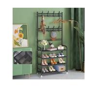 Porte-manteau et chaussures d'entrée empilable à 5 niveaux, porte-manteau moderne de luxe, étagère à chaussures en métal léger avec crochets à double rangée pour chambre à coucher, couloir, bureau