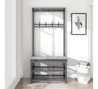 Porte-manteau industriel avec banc de rangement à chaussures - Arbre d'entrée élégant avec crochets et étagère pour vestiaire et entrée - Mobilier fonctionnel de maison