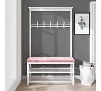 Porte-manteau industriel avec rangement à chaussures - Arbre de couloir autonome avec banc, entrée, crochets et étagère pour couloir, vestiaire, solutions de rangement d'entrée