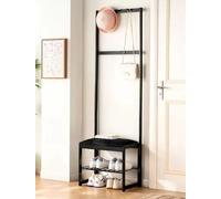 Porte-manteau industriel en bambou avec 3/4 crochets et 2 niveaux de rangement pour chaussures indépendant, banc d'entrée indépendant, étagère élégante pour la décoration de la maison