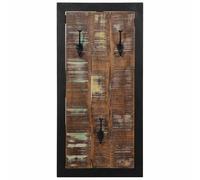 Porte-manteau multicolore en bois massif vieilli - 40 x 2 x 80 cm - Avec 3 crochets robustes - Pour couloir, couloir, entrée - Rangement et ordre peu encombrant