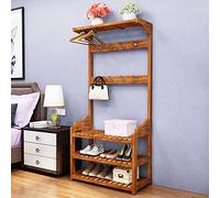 Porte-manteau multifonction avec banc à chaussures 3 en 1 pour entrée et salon - 2 niveaux - Assemblage facile - Rangement en bois élégant - 170 x 35 x 70 cm