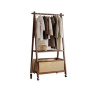 Porte-manteau multifonction en bois avec roulettes et panier de rangement - Support indépendant pour entrée ou couloir (taille B 100 cm)