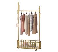 Porte-manteau multifonction sur roulettes en métal avec panier de rangement et crochets, polyvalent pour couloir et chambre à coucher, disponible en 60/80/100 cm