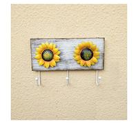 Porte-manteau mural 1 pièce tournesol art fer crochet jardin antique manteau en bois artisanat suspendu mural porte-manteau vintage boutique créative décoration de la maison porte-manteau arbre