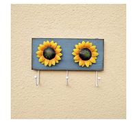 Porte-manteau mural 1 pièce tournesol art fer crochet jardin antique manteau en bois artisanat suspendu mural porte-manteau vintage boutique créative décoration de la maison porte-manteau arbre