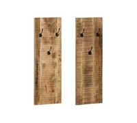 Porte-manteau mural 2 pcs Bois de manguier massif 36x110x3 cm