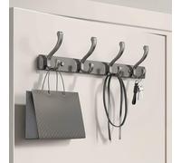 Porte-manteau mural avec 5 crochets métalliques robustes 45 cm idéal pour entrée, chambre, salle de bain et couloir - élégant et fonctionnel (8 crochets)