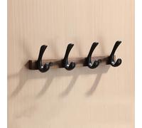 Porte-manteau mural avec 7 crochets, robuste pour entrée, chambre à coucher, cuisine, salle de bain, noir avec 4 crochets durables, design peu encombrant