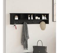 vidaXL Portemanteau mural Sonoma – Bois aggloméré chêne, 100×16×26 cm, crochets intégrés, brun beige