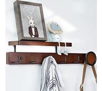 Porte-manteau mural avec étagère de rangement - Crochet en bois pour couloir, salle de bain, salon et chambre à coucher - Crochets élégants et fonctionnels pour décoration d'intérieur