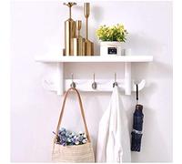Porte-manteau mural avec étagère en bois - Élégant porte-manteau d'entrée avec crochets en métal, idéal pour les chapeaux, manteaux, solutions de rangement de cuisine et de salle de bain