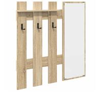 Porte-manteau mural avec miroir - vidaXL - Chêne Sonoma - 100x10x100 cm - Bois d'ingénierie - Rangement intégré