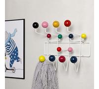 Porte-manteau mural classique - Cintre en métal avec boules en bois de noyer - Organiseur élégant pour manteaux, vestes et chapeaux - Design durable et chic