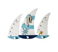 Porte-manteau mural créatif de style méditerranéen, crochets muraux à clés bleu océan crochets en bois en forme de voilier crochet de suspension pour la maison, bar, magasin, décoration murale