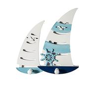 Porte-manteau mural créatif de style méditerranéen, crochets muraux à clés bleu océan crochets en bois en forme de voilier crochet de suspension pour la maison, bar, magasin, décoration murale