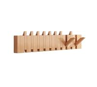 Porte-manteau Mural, Crochet Mural Rabattable en Forme de Touche de Piano, Cintre Gain de Place pour Manteaux, Sacs, Chapeaux, pour Entrée, Chambre, Salle de Bain, Hêtre Massif(Primary,10 hooks)
