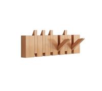 Porte-manteau Mural, Crochet Mural Rabattable en Forme de Touche de Piano, Cintre Gain de Place pour Manteaux, Sacs, Chapeaux, pour Entrée, Chambre, Salle de Bain, Hêtre Massif(Primary,6 hooks)