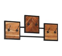 Porte-manteau Mural Crochet Patère Penderie Bois Massif d'Acacia et Fer vidaXL