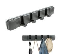 Porte Manteau Mural, Crochet Ventouse avec 4 Crochets Patere Murale Retractable Pliant Patère Murale économiser de L'espace Crochet Douche, Réutilisable Porte Manteaux sans Percer Patères, Gris